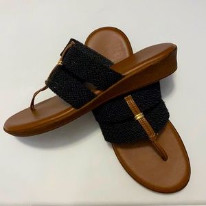 Brown Sandals with Black straps and gold accents